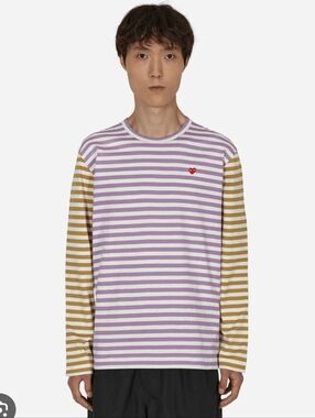 PLAY Comme Des Garcons Stripe Long Sleeve Shirt Size M